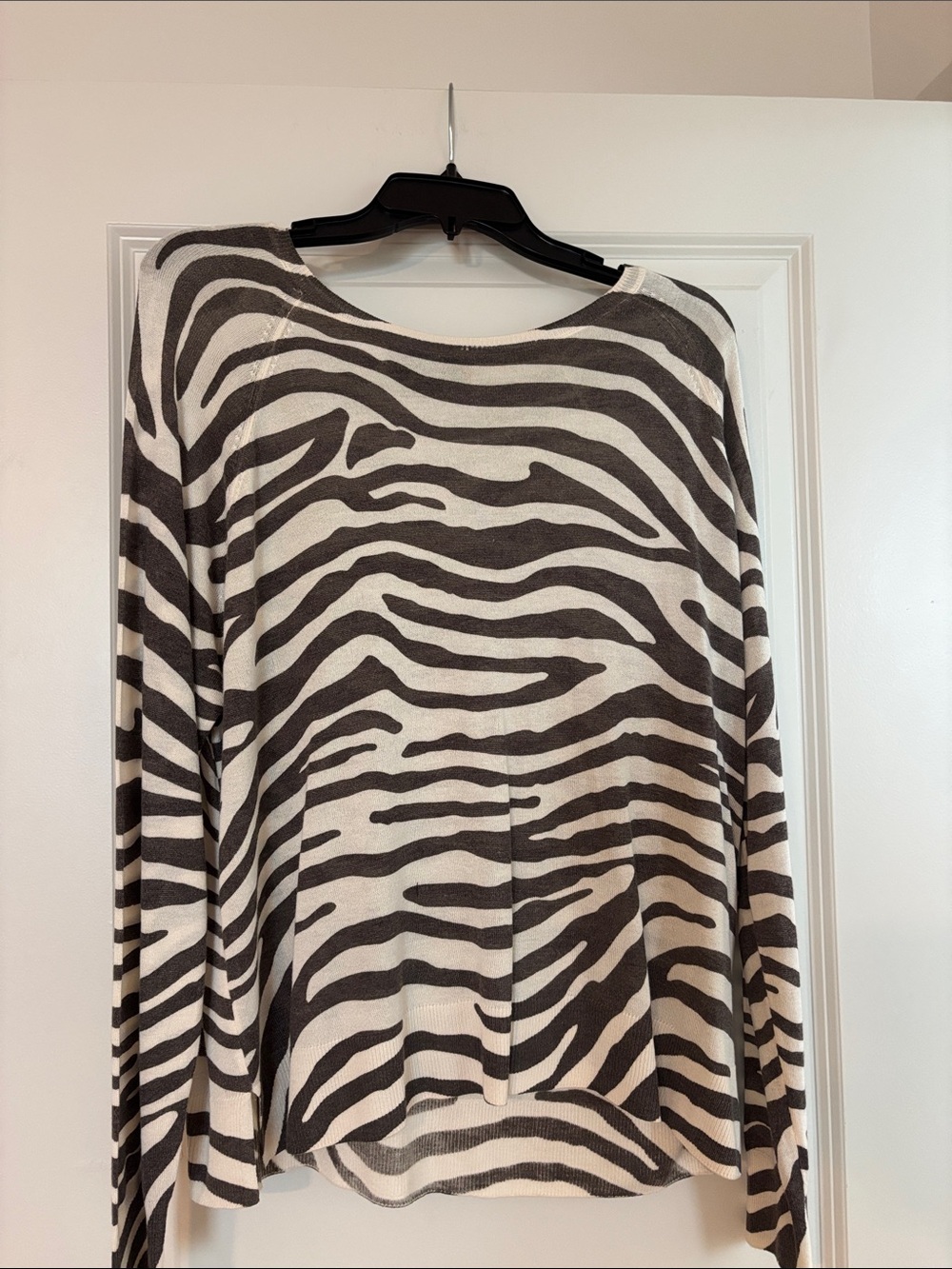 Zara Black & Cream Zebra-Print Lightweight Sweater